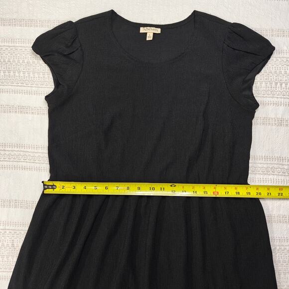 52seven Black Ruffle Hem Dress Comfy Casual Short Sleeve Size L - Picture 3 of 6